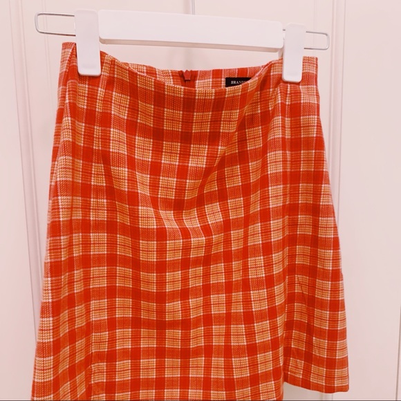 BNWOT*RARE*BRANDY MELVILLE CARA MINI SKIRT❤️🔥RED/ORANGE PLAID-OS-NEVER … - Picture 3 of 16